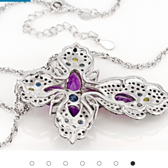10.95ctw Multi-Gem Silver Cross Pendant With 26" chain. - Picture 5 of 5